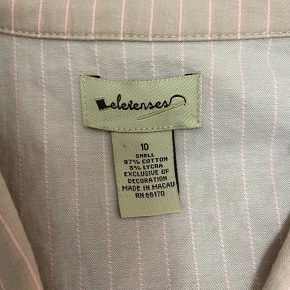 Anthropologie Elevenses Tan and Pink Pinstripe Jacket - Picture 4 of 4